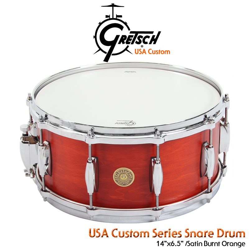 [★드럼채널★] Gretsch USA Custom Snare 'Satin Burnt Orange' 14x6.5" /C-65141S-SWO